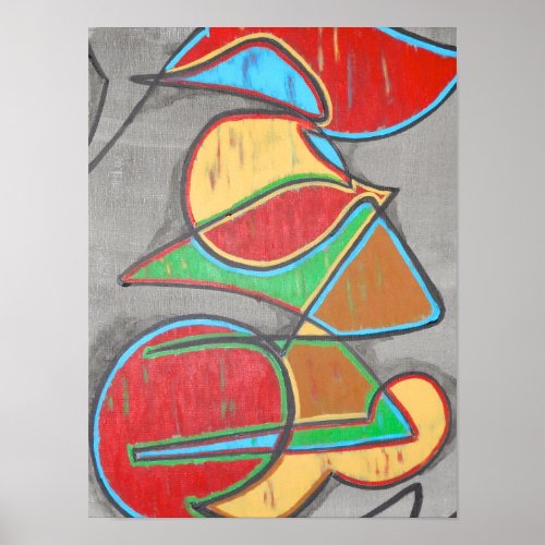 Geometric Face _ Abstract Art Hand Painted Poster