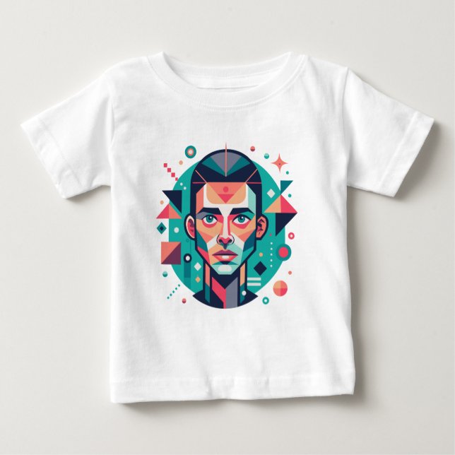 Geometric Face Portrait Baby T-Shirt (Front)