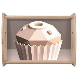 Geometric Faceted Cupcake Art Serving Tray