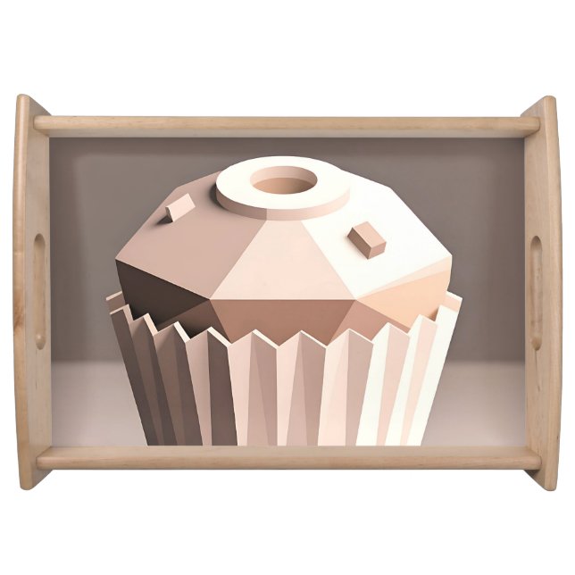 Geometric Faceted Cupcake Art Serving Tray (Front)