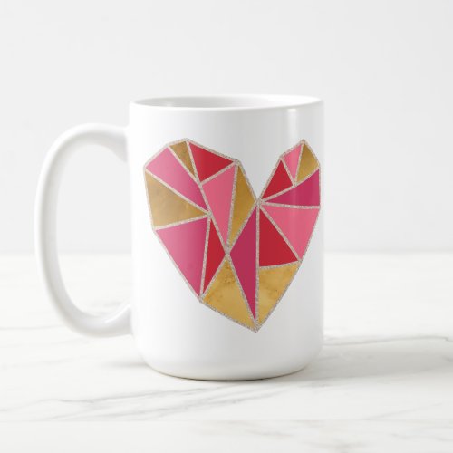 Geometric faceted heart coffee mug