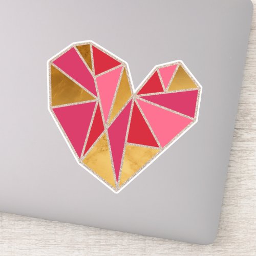 Geometric faceted heart sticker