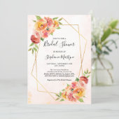 Geometric Fall Floral Watercolor Bridal Shower Invitation (Standing Front)