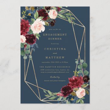 Geometric Fall Romance Engagement Dinner Invite by FINEandDANDY at Zazzle