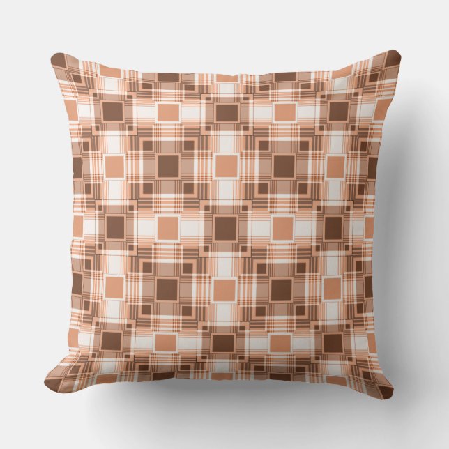 geometric fashionable pattern brown and white outdoor pillow (Front)