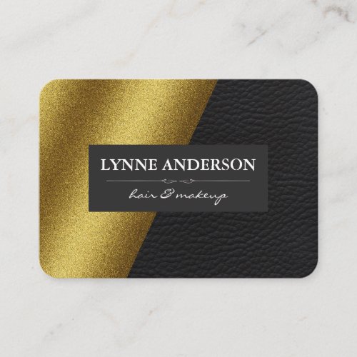 Geometric Faux Gold Leather Color Blocks Business Card