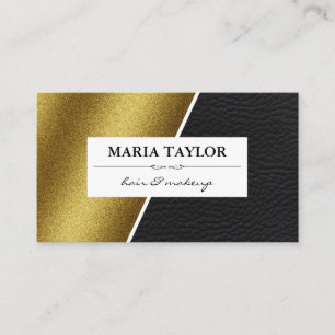 Geometric Faux Gold Leather Color Blocks Business Card