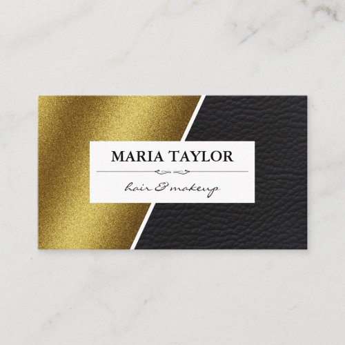 Geometric Faux Gold Leather Color Blocks Business Card