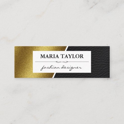 Geometric Faux Gold Leather Color Blocks Mini Business Card