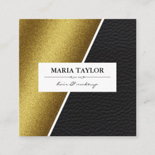 Geometric Faux Gold Leather Color Blocks Square Business Card