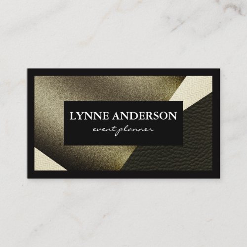 Geometric Faux Gold Leather Wavy Color Blocks Business Card