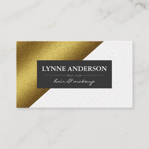 Geometric Faux Gold Leather Wavy Color Blocks Business Card