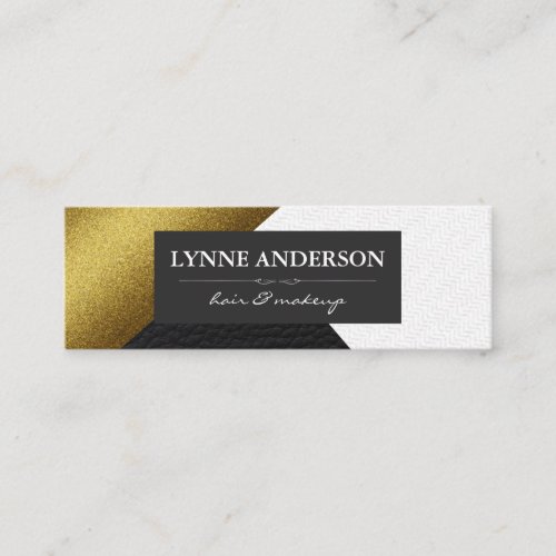 Geometric Faux Gold Leather Wavy Color Blocks Mini Business Card