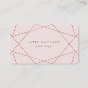 Geometric Faux Rose Gold Foil   Blush Pink Business Card
