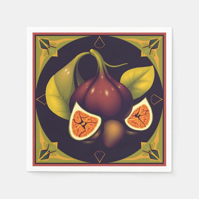Geometric Fig Fruit with Sleek and Modern Forms Napkins (Front)