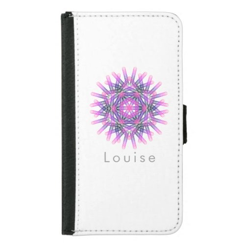 Geometric figure like snow crystal based on pink samsung galaxy s5 wallet case