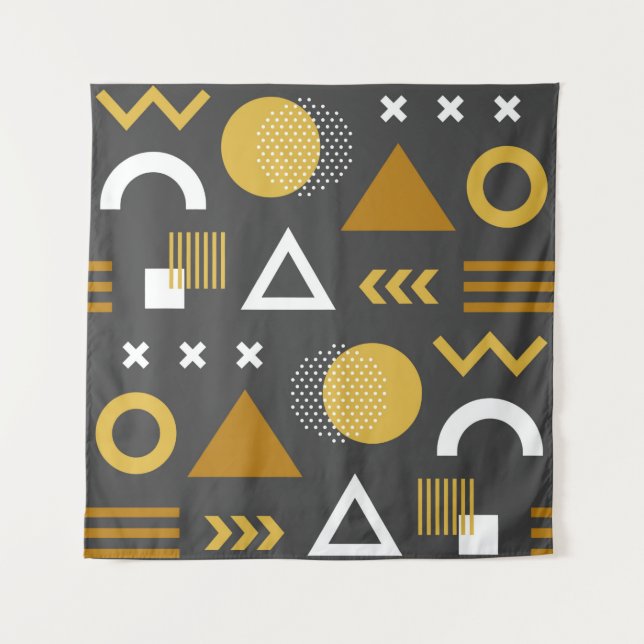 Geometric figures seamless pattern design. Vintage Tapestry (Front)