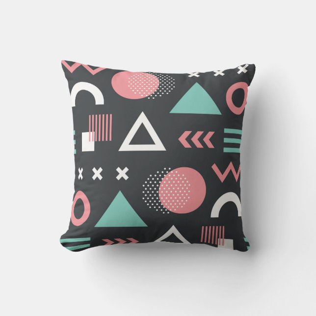 Geometric figures seamless pattern design. vintage throw pillow (Front)