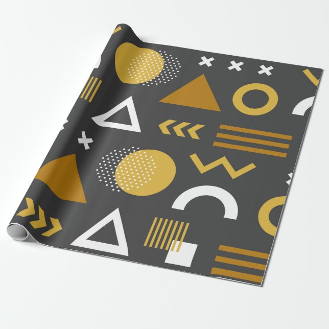 Geometric figures seamless pattern design. Vintage Wrapping Paper (Unrolled)