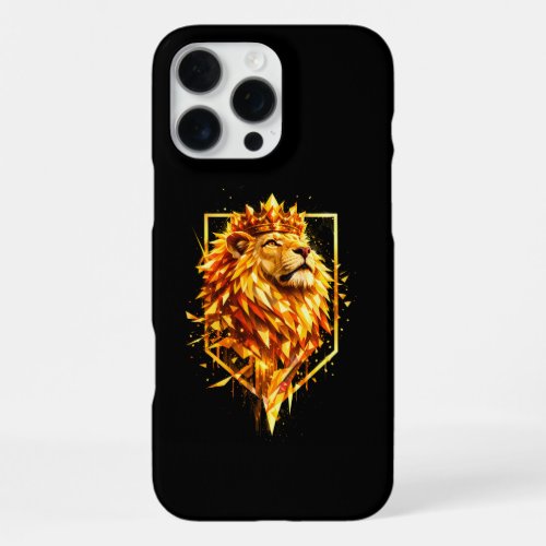 Geometric Fire Lion Crown iPhone 16 Pro Max Case
