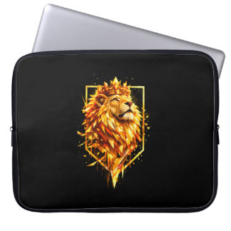 Geometric Fire Lion Crown Laptop Sleeve