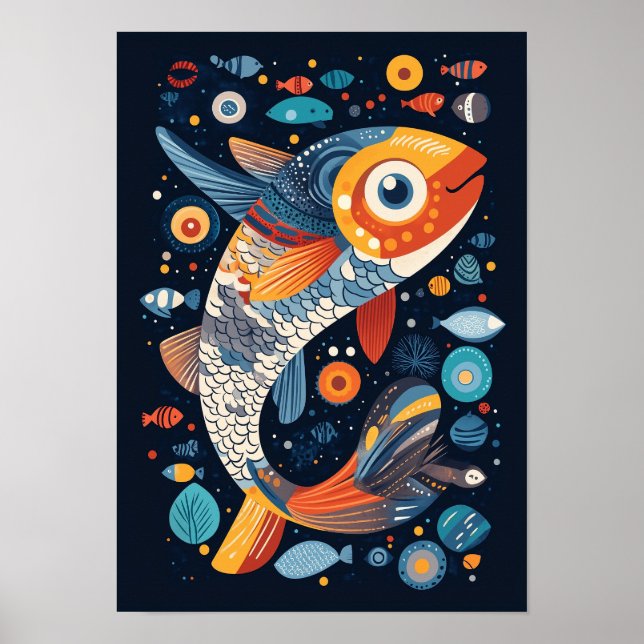 Geometric Fish Illustration Poster (Front)