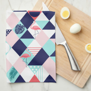 Geometric Flamingoes Kitchen Towel