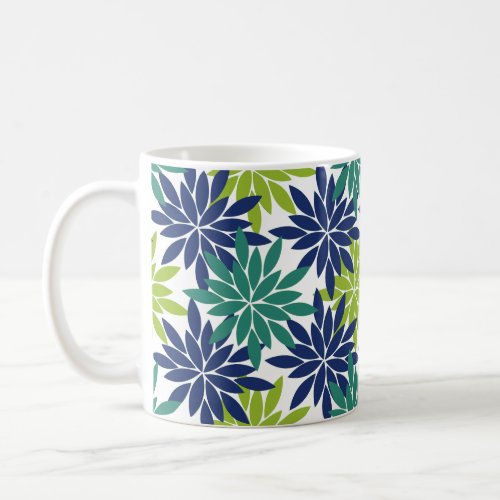Geometric Floral Abstract Dahlia Design  Coffee Mug