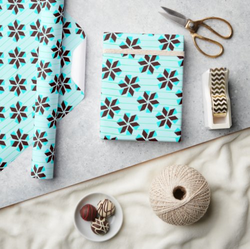 Geometric Floral Abstract Snowflake Seamless Wrapping Paper