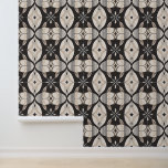 Geometric Floral Art Deco Pattern in Neutral Tones Wallpaper<br><div class="desc">This seamless Art Deco-inspired pattern features elegant geometric floral shapes in soft beige and cream tones on a dark background. The symmetrical arrangement and vintage style evoke a sense of sophistication and timelessness, making it ideal for wallpaper, textiles, or stationery. Perfect for adding a refined, retro-modern touch to any design...</div>