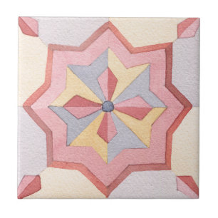 Geometric floral Artistic retro watercolor kitchen Ceramic Tile