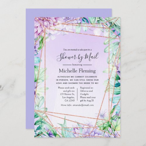 Geometric Floral Bridal or Baby Shower by Mail Invitation