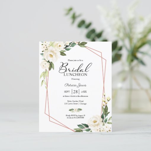 Geometric Floral Budget Bridal Luncheon Invitation | Zazzle