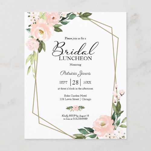 Geometric Floral Budget Bridal Luncheon Invitation