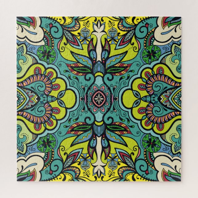 Geometric floral, colorful abstract seamless textu jigsaw puzzle (Vertical)