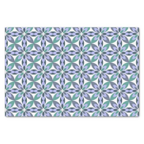 Geometric floral green blue scheme tissue paper