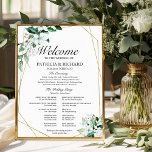 Geometric Floral Greenery Wedding Program Poster<br><div class="desc">Get ready to be captivated by our stunning gold greenery wedding suite! This exquisite design features an elegant geometric frame beautifully decorated with delicate greenery leaves and floral illustrations. With its modern, chic calligraphy, it's the ideal touch for your enchanting garden-themed wedding. If you have any special requests or need...</div>