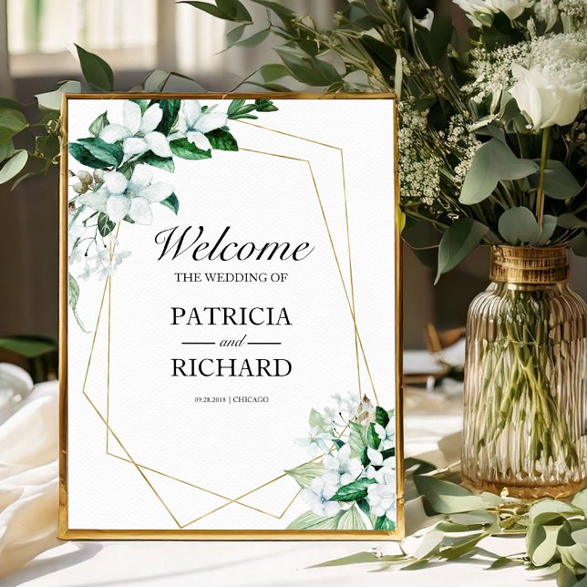Geometric Floral Greenery Wedding Welcome Sign (Creator Uploaded)