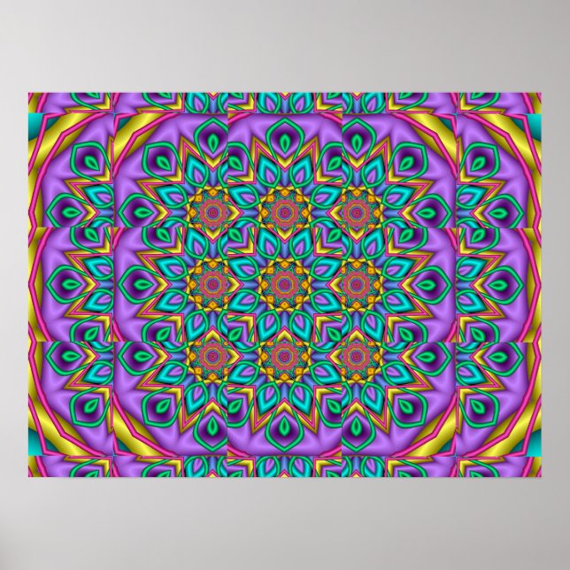 Geometric Floral Kaleidoscope Poster (Front)
