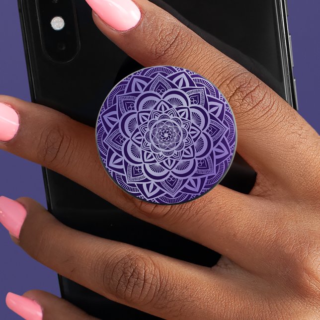 Geometric Floral Mandala Lavender Purple Gradient PopSocket (Creator Uploaded)
