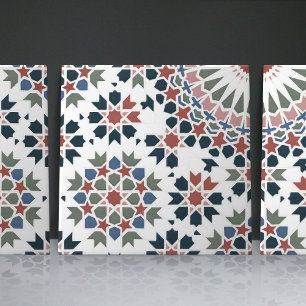 Geometric Floral Moroccan Tile Home Decor Accent