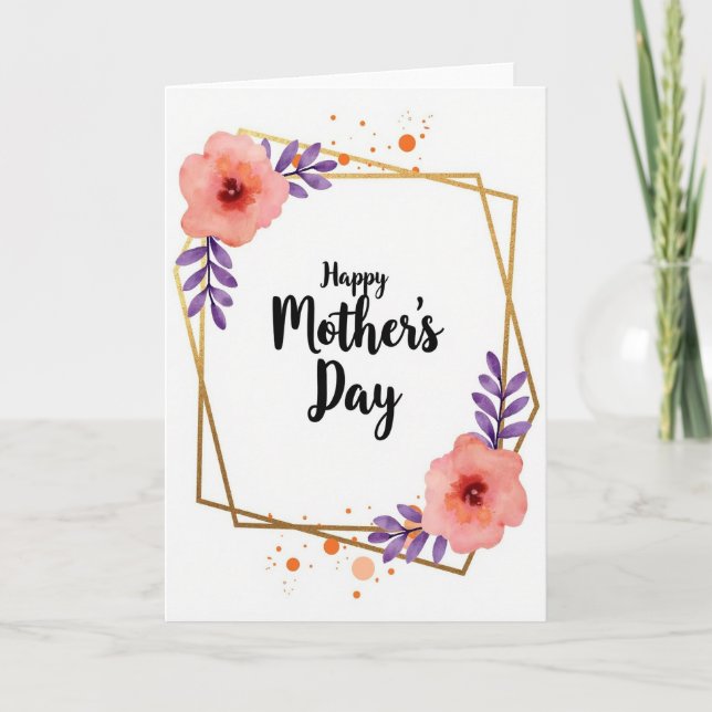 Geometric Floral Mothers Day Card (Front)