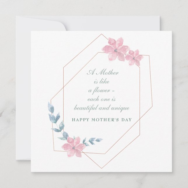 Geometric Floral Mother's Day Holiday Square Card (Front)