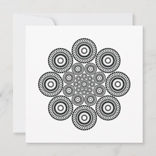 Geometric Floral Note Card in Black and White