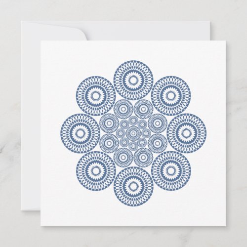 Geometric Floral Note Card in Blue