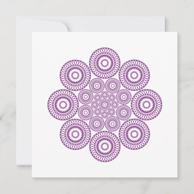 Geometric Floral Note Card in Purple Rose (Front)