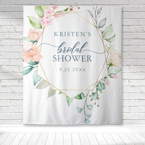 Geometric Floral Pastel Watercolor Bridal Shower Tapestry