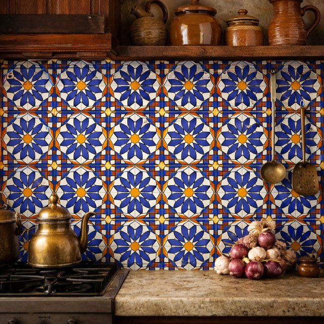 Geometric Floral Pattern Azulejo  Ceramic Tile (Creator Uploaded)
