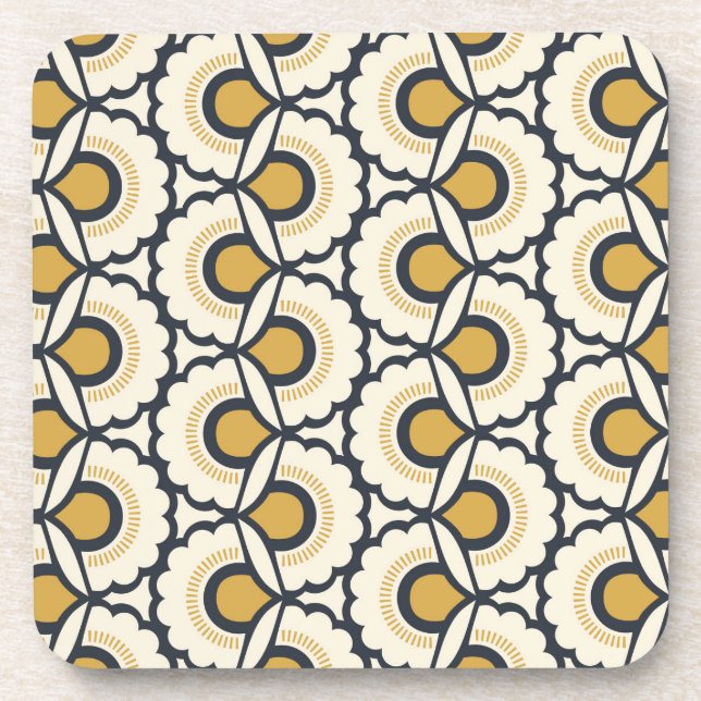 Geometric Floral Pattern Beverage Coaster (Front)
