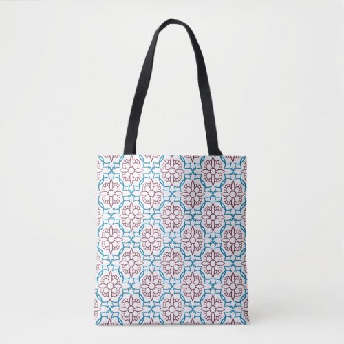 Geometric Floral Pattern Canvas Tote Bag – Elegant